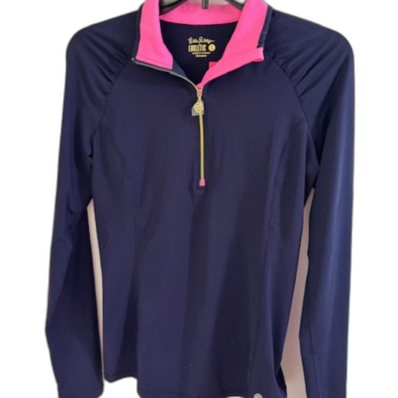 NWT Lilly Pulitzer Women  Luxletic Half-Zip Pullover True Navy UPF50+ Sz S & M - Picture 3 of 4